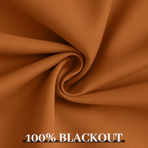 100% Blackout Curtains 38x63 inch Length Burnt Orange (Burnt Orange / 38"W x 63"L (Pack of 2))