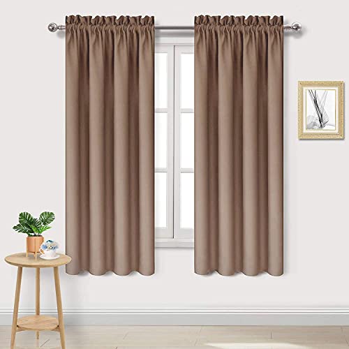 Blackout Curtains for Bedroom Living Room 38 x 63 Inch Long Khaki (Khaki / 38"W x 63"L (Pack of 2))