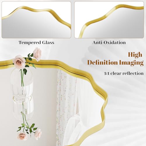 Wavy Round Mirror (Gold / 24"L x 24"W)