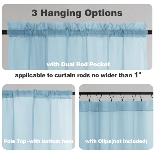 Sky Blue Sheer Curtains 120 Inches Long (Sky Blue / 42"W x 120"L (Pack of 2))