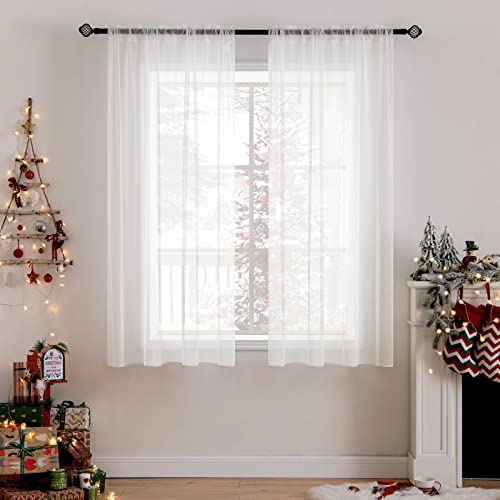 2 Panels Sheer Curtains for Living Room 54 X 63 Inches Ivory (Ivory / 54"W x 63"L (Pack of 2))