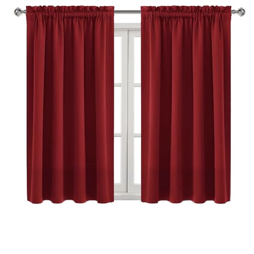 Blackout Curtains for Bedroom Living Room 52 x 45 Inch Long Burgundy (Burgundy / 52"W x 45"L (Pack of 2))