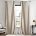 95 Inch Curtains Linen Blackout Curtains 2 Panel Set 100% Blackout Heat Reducing Room Darkening Curtains for Bedroom (Beige / 52"W x 95"L (Pack of 2))