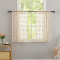 Vintage Lace Curtains 24 inch Length 2 Panles Short Sheer Cafe Curtains for Windows (Beige / 26"W x 24"L (Pack of 2))