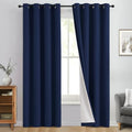 Navy Blue 100% Blackout Curtains 84 Inches Long 50" Wide (50"W x 84"L (Pack of 2) / Navy Blue With White Backing)