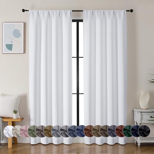 Ava Pure White Curtains 72 Inch Length for Bedroom 2 Panels (Pure White / 40"W x 72"L (Pack of 2))