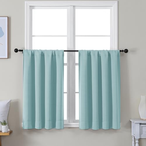 Ava Aqua Short 36 Inches Blackout Curtain 2 Panels Set (Aqua / 40"W x 36"L (Pack of 2))