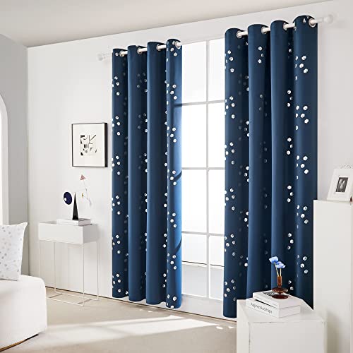 Blackout Curtains (Navy Blue/Cubic / 52"W x 95"L (Pack of 2))