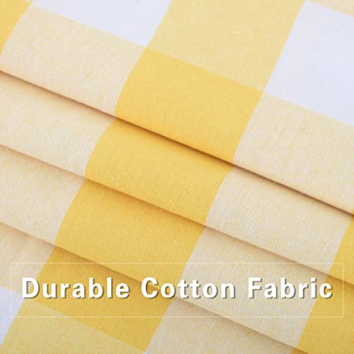 Buffalo Check Window Curtains 72 inches Long Living Room Cotton Curtain Panels Bedroom Plaid Gingham Farmhouse Decor Curtains Rod Pocket Kitchen Bathroom Basement 2 Panels Yellow White 52"x72" (52"W x 72"L (Pack of 2) / Yellow+white)