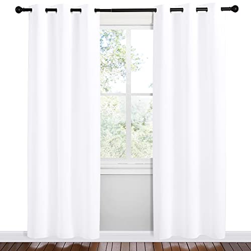 White Samll Window Blackout Curtain Panels (Pure White / 42"W x 78"L (Pack of 2))