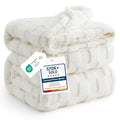 Checkered Soft Cozy Fleece Full Blanket for Bed (White / Full (84" X 90"))