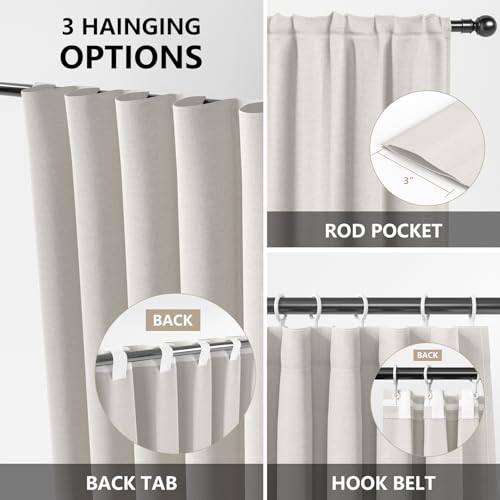 42 x 96 Inch Linen Buffalo Plaid Check Curtains Blackout Room Darkening Thermal Insulated Black White Buffalo Checkered Window Drapes Farmhouse Bedroom Living Room Pocket Tab Curtain 2 Panels (Black White / 42"W x 96"L (Pack of 2))