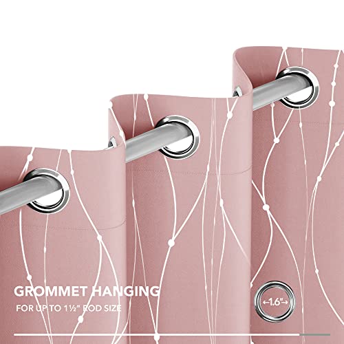 Living Room Curtains 95 Inches Long (Coral Pink/Wave Dots / 52"W x 95"L (Pack of 2))