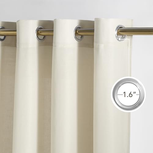 Bone White Linen Curtains for Kitchen (Bone White / 55"W x 84"L (Pack of 2))