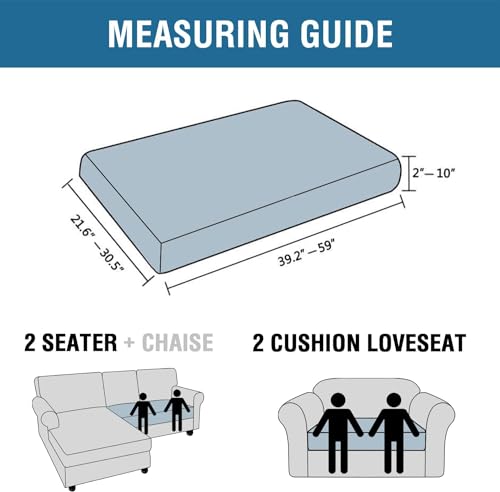 Super Stretch Individual Seat Cushion Covers Sofa Covers Couch Cushion Covers Slipcover Sets Thick Jacquard Textured Twill Fabric (Dove / 1 Cushion Loveseat)