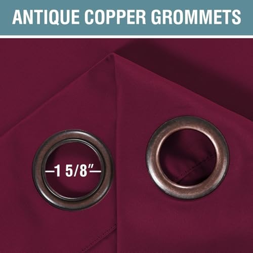 Light Blocking Blackout Curtains Window Treatment Thermal Insulated Grommet Energy Saving Curtains (52"W x 90"L (Pack of 1) / Burgundy Red)