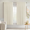 Beige White Back Tab Blackout Curtains 52x63 Inches Long 2 Panel Set (Beige White / 52"W x 63"L (Pack of 2))