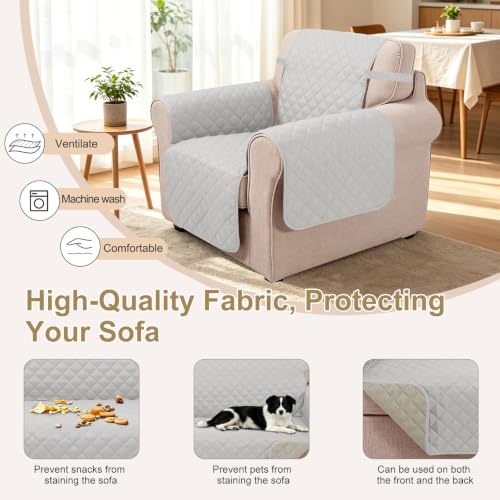Reversible Recliner Chair Covers (Light Grey/Beige / 23'' Chair)