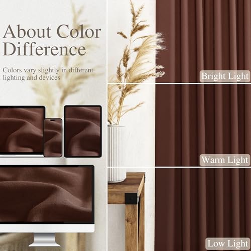 Rustic Brown Linen Curtains 90 Inch Long 2 Panels Set for Bedroom Living Room Linen Textured Window Drapes Semi Sheer Light Filtering Rod Pocket Back Tab Cotton Textured Farmhouse Curtain 52x90 (52"W x 90"L (Pack of 2) / Rustic Brown)
