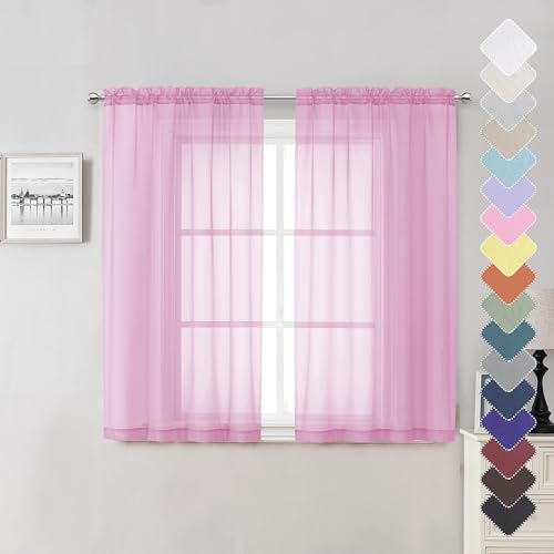 Light Pink Sheer Curtains 54 Inch Length 2 Panels (Light Pink / 42"W x 54"L (Pack of 2))