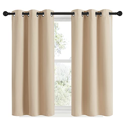 Room Darkening Curtain Panels for Cafe (Biscotti Beige / 34"W x 48"L (Pack of 2))