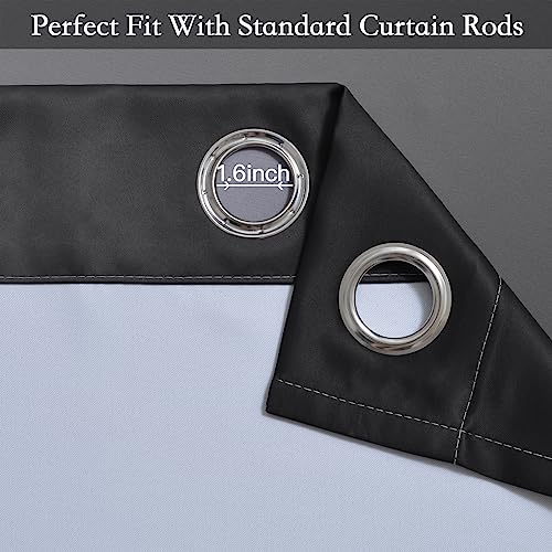 Ombre Black to Grey White Curtains for Living Room 62Wx63L (62"W x 63"L (Pack of 2) / Black)