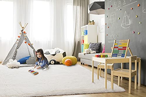 Super Soft Shaggy Rugs Fluffy Carpets 4x5.9 Feet (4' x 5.9' (Rectangular) / Cream White)