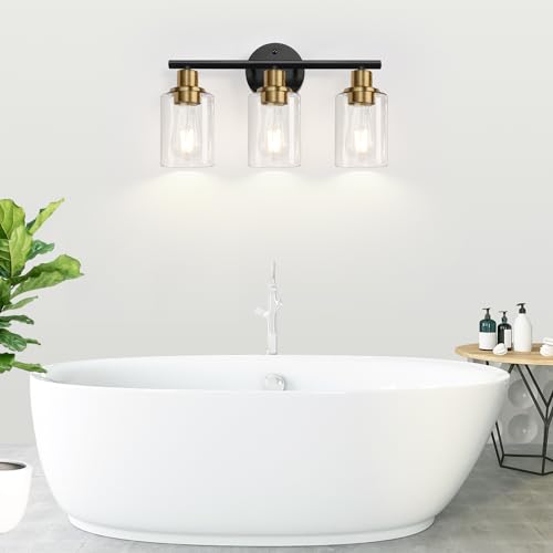 3 Light Bathroom Light Fixtures (Black and Gold / 3-light)