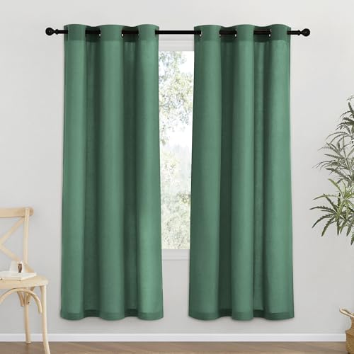 Olive Green Thick Linen Curtains 72" Length (Olive Green / 42"W x 72"L (Pack of 2))
