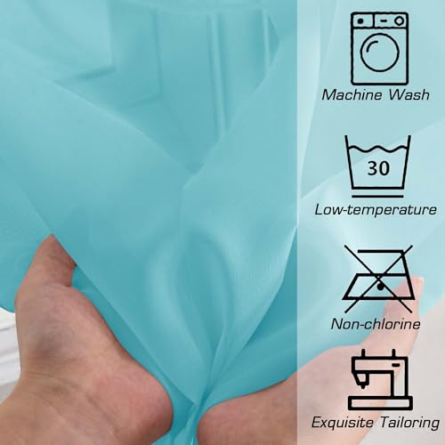 Sheer Aqua Curtains for Bedroom Living Room 78 Inches Long 2 Panels Set (Aqua / 42"W x 78"L (Pack of 2))