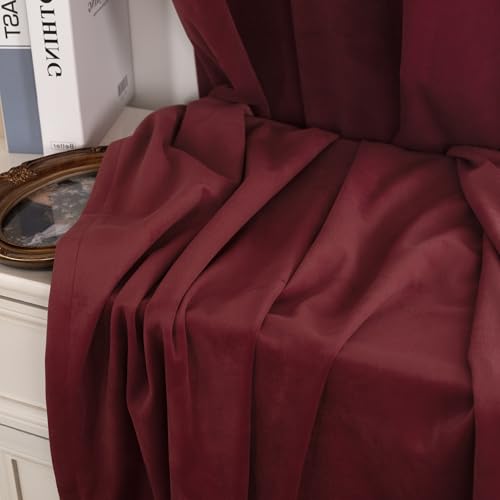 Extra Long Velvet Curtains 108 Inch Length for Living Room (Burgundy / 52"W x 108"L (Pack of 2))