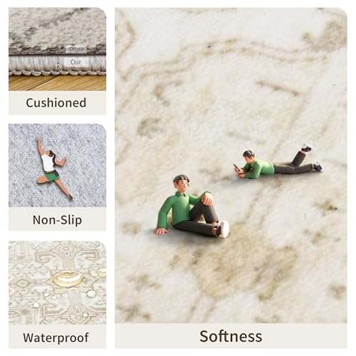 Hallway Washable Runner Rug 2x10 (Beige / 2' x 10' (Runner))