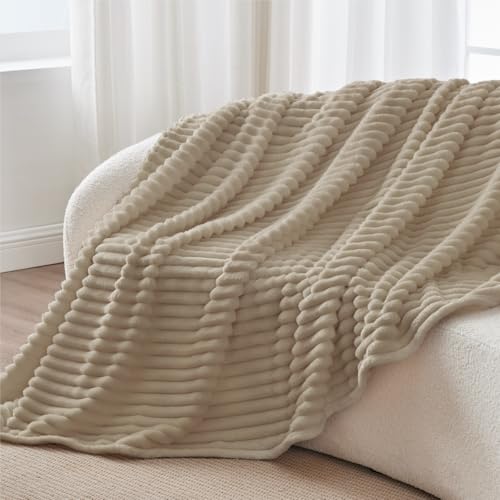 Ribbed Twin Blanket for Couch & Bed (Linen / Twin(60"x80"))
