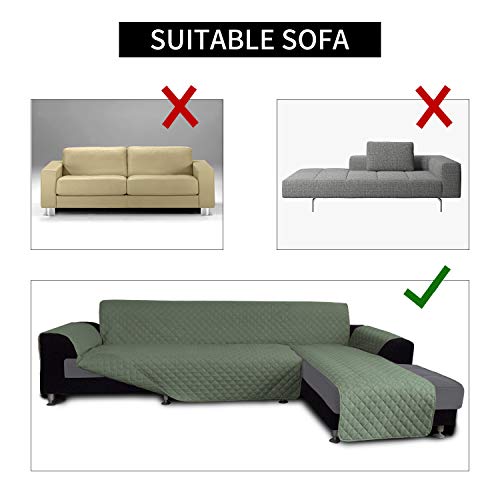 Reversible L Shape Sectional Couch Cover (Small / Greyish Green/Greyish Green)