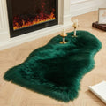 Faux Fur Rug Dark Green Area Rug (2' x 4' (Sheepskin) / Dark Green)