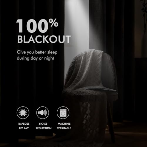 100% Blackout Linen Curtains for Bedroom 52x45 Inches Cream White (Cream White / 52"W x 45"L (Pack of 2))