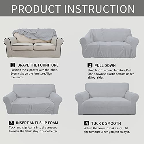 Stretch Chair Slipcover with Arm Washable Silver Gray (Small Chair / Silver Gray)