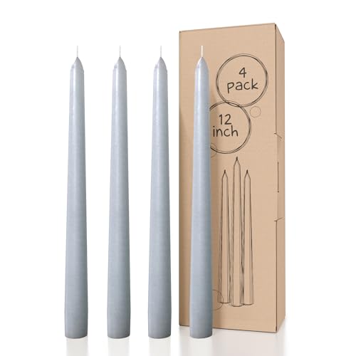 12 inch Taper Candles Set of 4 (Tapered 12 inch / Light Gray)
