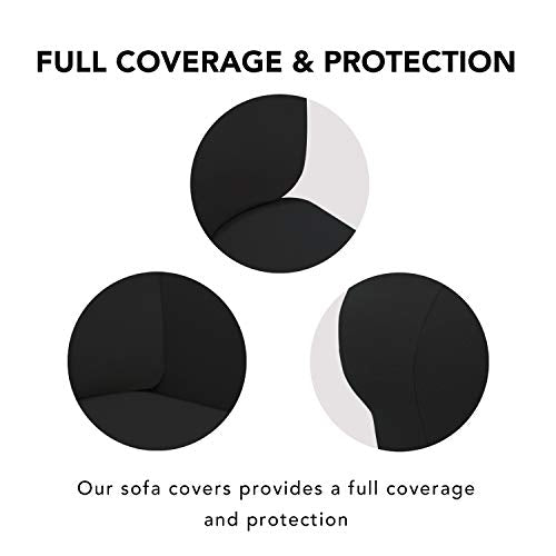 Stretch Loveseat Covers Fleece Couch Covers for Sofa Black (Medium Loveseat / Black)
