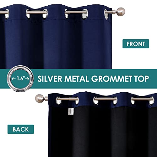 100% Blackout Curtains for Bedroom 84 Inches Long 2 Panels Set (42"W x 84"L (Pack of 2) / Navy Blue)