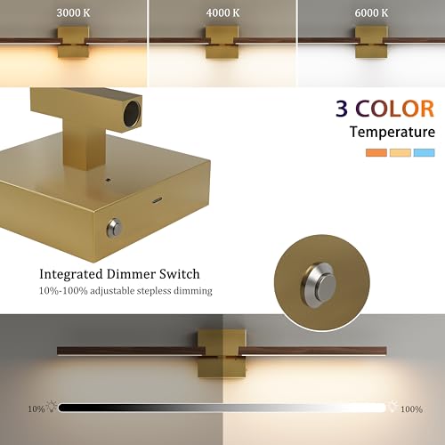 Gold & Walnut Battery Operated Wall Sconce with Remote Control (Gold & Walnut / 32 Inch(2 Pack))