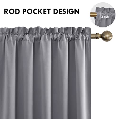 Wide Blackout Curtains for Bedroom Living Room 60 x 84 Inch Long Grey (Grey / 60"W x 84"L (Pack of 2))