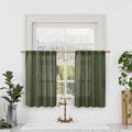 Olive Green Linen Kitchen Curtains 30 Inch Length (Olive Green / 25"W x 30"L (Pack of 2))
