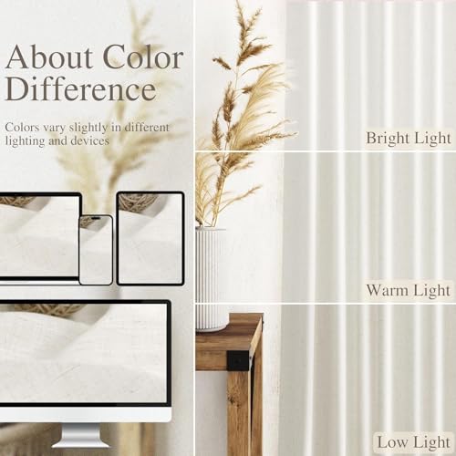 Beige White Linen Curtains 90 Inches Long for Living Room 2 Panels Set Semi Sheer Vertical Curtains Back Tab Rod Pocket Coastal Room Decor Privacy Curtain for Bedroom (60"W x 90"L (Pack of 2) / Beige White)