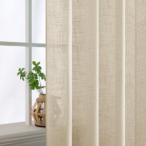 Linen Curtains 52x108 Inch Length 2 Panels for Bedroom Living Room (Linen / 52"W x 108"L (Pack of 2))