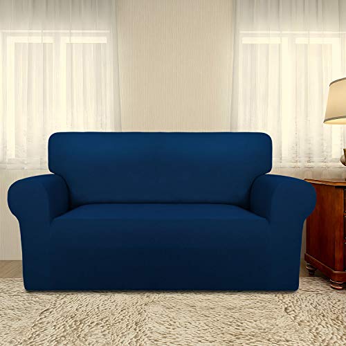 Stretch Loveseat Covers Fleece Couch Covers for Sofa Navy (Medium Loveseat / Navy)
