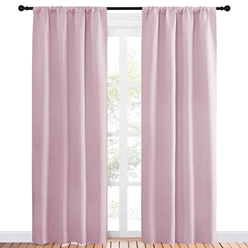 Living Room Blackout Curtains (Baby Pink / 42"W x 84"L (Pack of 2))