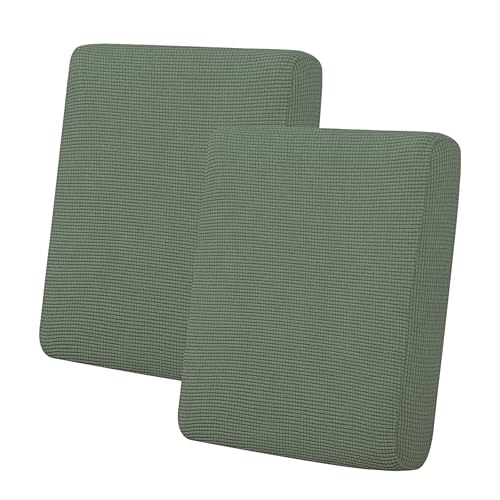 Stretch 2 Pieces Loveseat Couch Cushion Cover for 2 Seat (2-piece / Greyish Green)