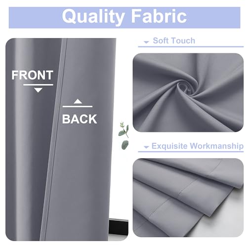 Ava Silver Grey Blackout Curtains for Bedroom 90 Inches Long 2 Panels Set (Silver Grey / 40"W x 90"L (Pack of 2))