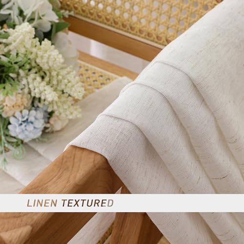 Natural Linen Textured Sheer Curtains 84 inches Length 2 Panels Set (Natural / 40"W x 84"L (Pack of 2))